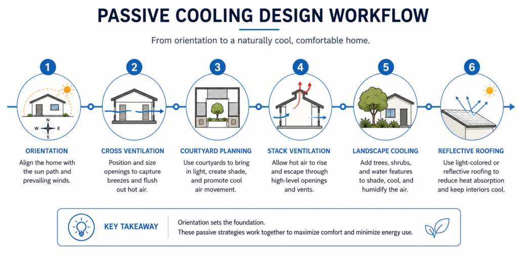 Infographic comparing heat exposure of east, west, north, and south facing homes